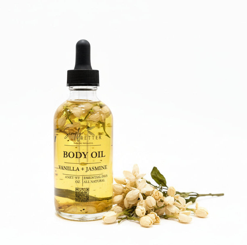 ✨️Best Seller ✨️ Vanilla + Jasmine Body Oil with infused Jasmine Petals 4oz